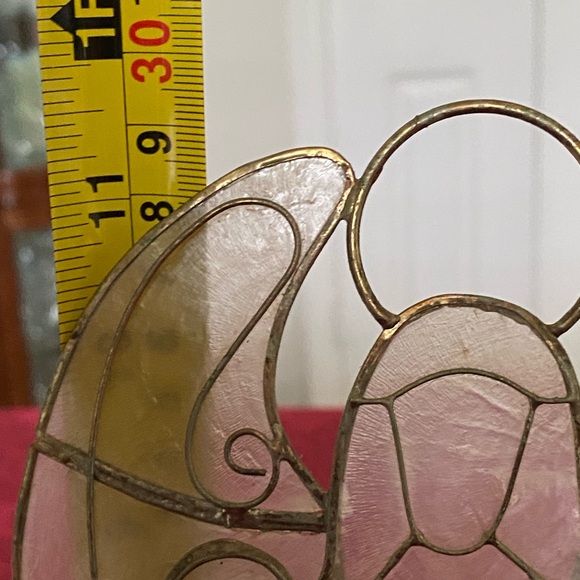 Vintage Capiz Shell Gold Christmas Angel Tree Stand Home Decor Large 11.5” - Picture 6 of 14